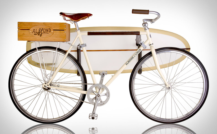 Surfboard bike racks: easy to install and great for transportation | Photo: Almond Surfboards